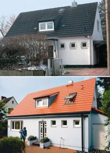 Haus vor und nach der Dämmung mit WDVS